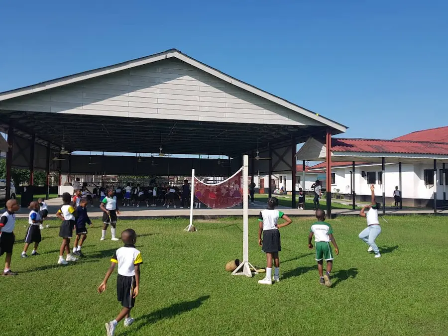 Outdoor games and teamwork.